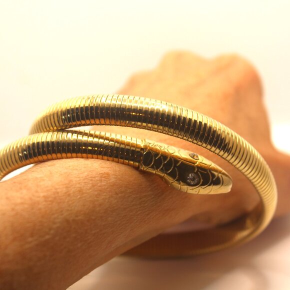 Vintage Gold Tone Snake Bracelet Omega Link - Picture 5 of 5